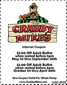 99, children 3-5 are 5. . Crabby mikes senior discount